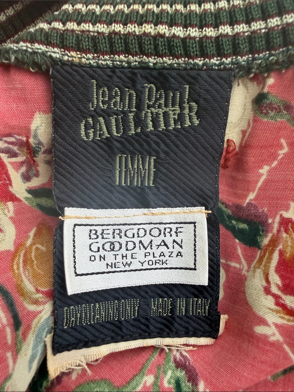 *FLAWS* Vintage JPG Jean Paul Gaultier FEMME Mixed Print Striped Trim Top Floral - Picture 6 of 9